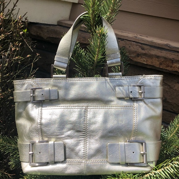 Michael Kors Metallic Silvery Gold Leather Handbag - Picture 1 of 8